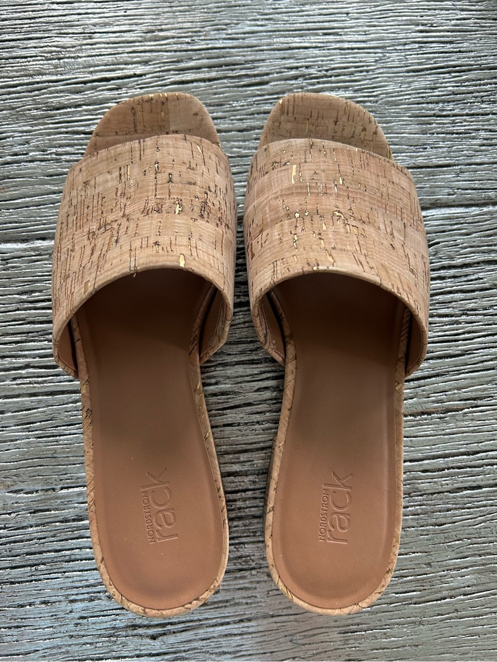 Nordstrom Rack Cork Slide Sandals - Natural Cork with Gold accents